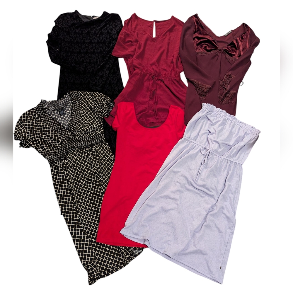 Assorted Dresses in Red, Black, and White
